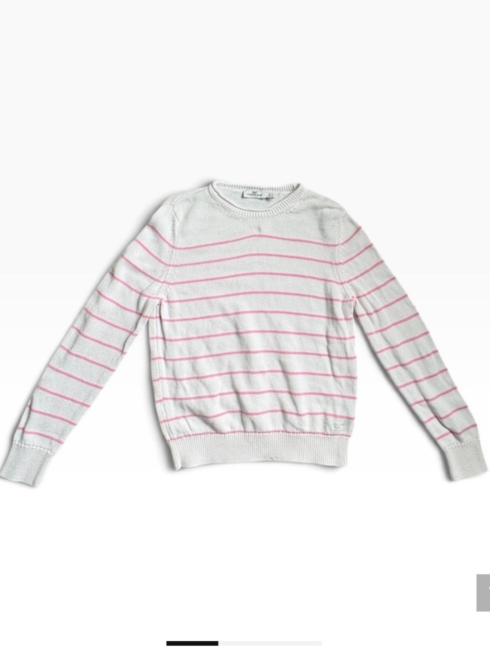 Vineyard Vines White Sweater with Pink Stripes